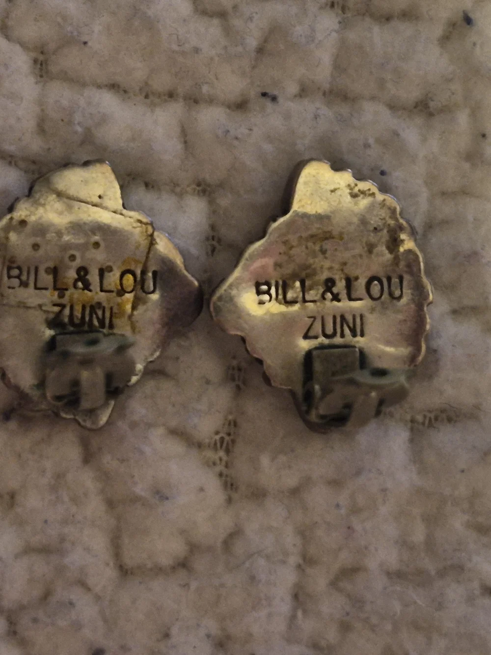 Vintage Bill & Lou Laweka Zuni Sterling Turquoise Earrings - Picture 3 of 6